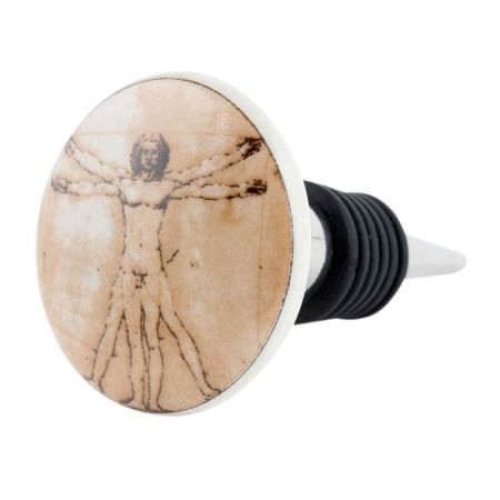 The Vitruvian Man Brown Flat Wine Bottle Stopper
